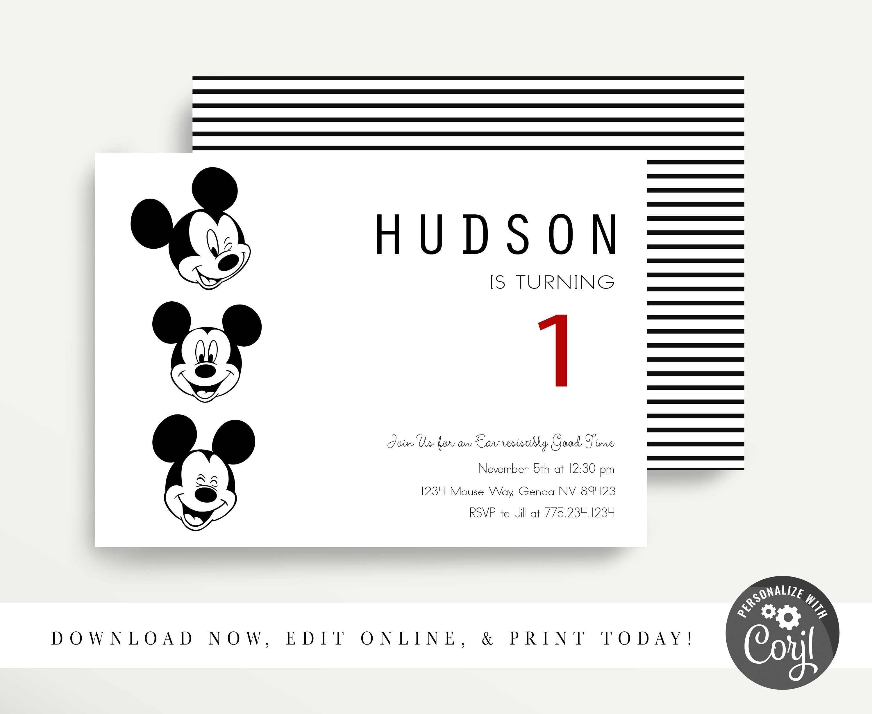 Invitación moderna de MICKEY MOUSE, Cumpleaños de Mickey Vingage, Casa Club  de Mickey Mouse, Invitaciones de cumpleaños de Mickey, Fiesta de Mickey  Mouse - Etsy México, image size:3000x2455