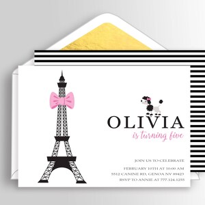 Modern Paris Invitation Paris Birthday Invitation Paris Themed Invitations Paris Party Supplies Paris Party Decor image 3