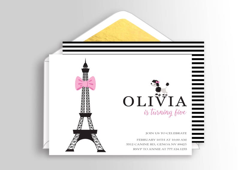 Modern Paris Invitation Paris Birthday Invitation Paris Themed Invitations Paris Party Supplies Paris Party Decor image 3