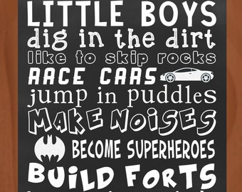 Little Boys Subway Art ~ 8x10 ~ Optional Customization ~ CHALKBOARD style