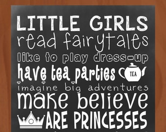 Little Girls Subway Art ~ 8x10 ~ Optional Customization ~ CHALKBOARD style