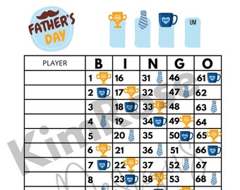 Father's Day Bingo Board - 1-75 - 15 line - Straight