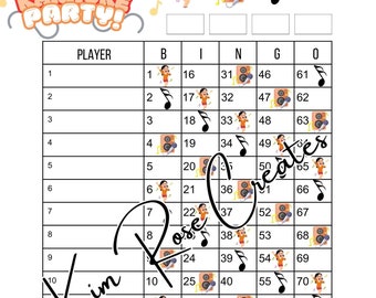 Karaoke Party Bingo Board!! Mixed & Straight - 75 ball - 15 player digital printable