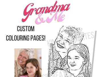 Custom COLOURING PAGE(S) - Grandma & Me - Recreate memories!