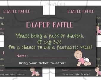 Diaper Raffle Tickets - for Baby Shower - Chalkboard style