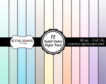 Pastel Ombre Digital Paper Pack, 12"x12" JPG (Instant Download)