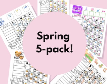 Spring 5-Pack Bingo Boards 75 number straight