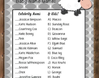 Sheep Baby Shower Game – Celebrity Baby Names (Digital Download)