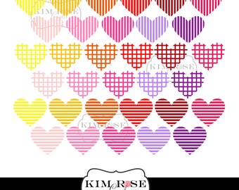 Multicoloured Heart Digital Pack - 33 Individual PNG files ~ Scrapbooking ~ Design ~ Clipart