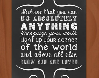 Positive Subway Art - Chalkboard Style - Know You Are Loved - 5x7