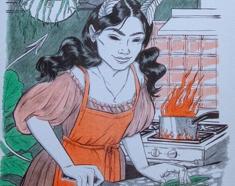 Spicy Demon Hazel - Large Risograph Art Print