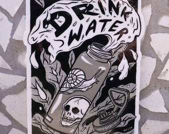 Drink Water - Art Sticker to remind you to hydrate