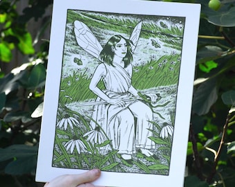 Queen of Swords - 11"x14" large art print, screenprinted by hand in Houston, Texas