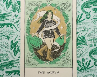 The World Card - Major arcana inspired tarot art print on recycled paper