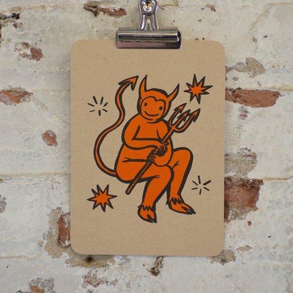 Tiny Devil - Little Risograph Art Card