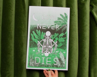 Love Never Dies - Risograph Riso Art Print