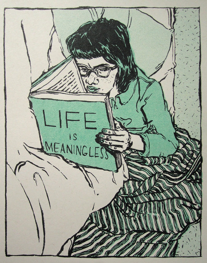 Morose Reads Small Risograph Art Print image 5