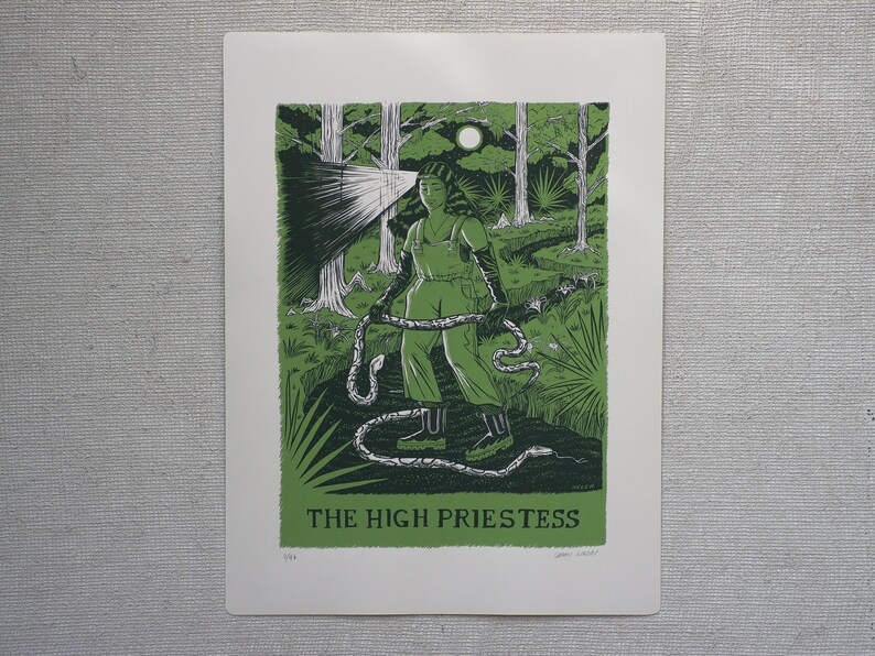 The High Priestess Tarot inspired limited edition screenprint image 2