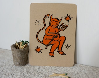 Tiny Devil - Little Risograph Art Card