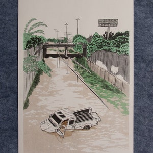 Sinking Truck Large Risograph Art Print image 3