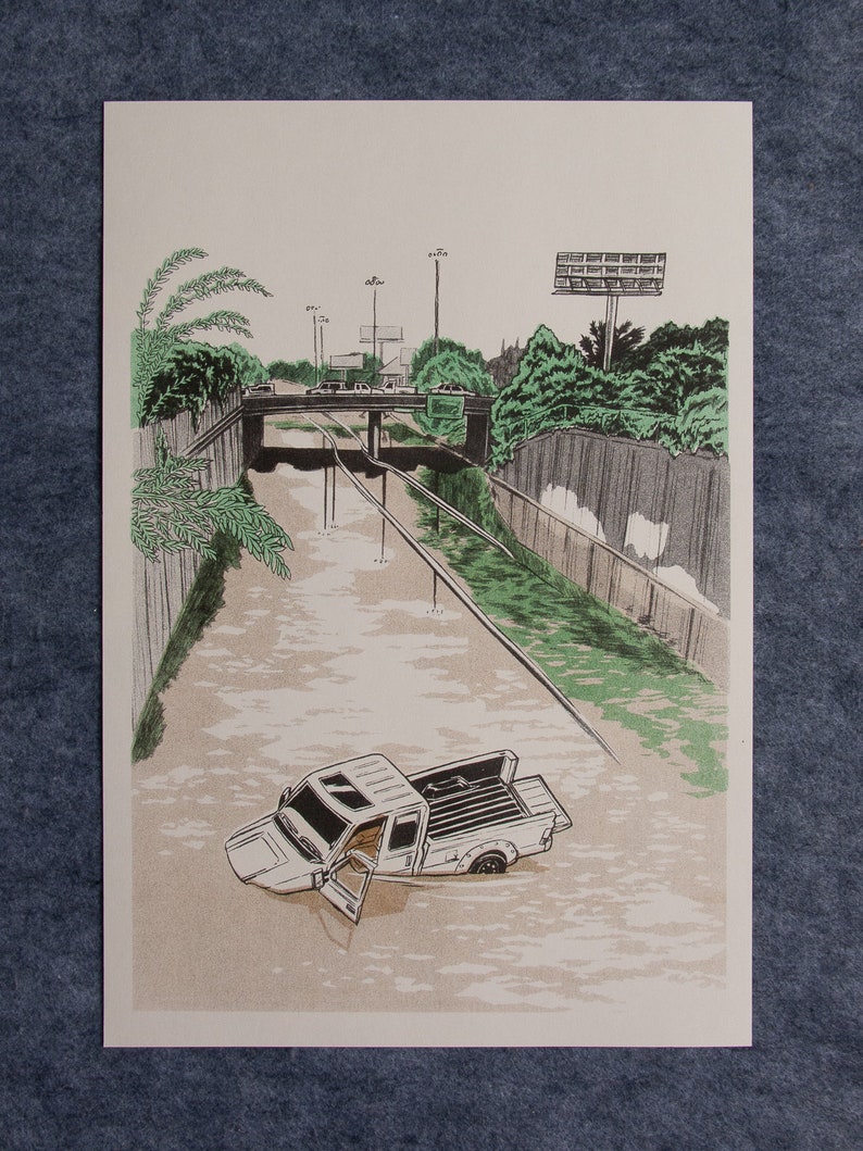 Sinking Truck Large Risograph Art Print image 3