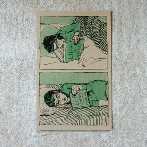 Morose Reads Small Risograph Art Print image 1