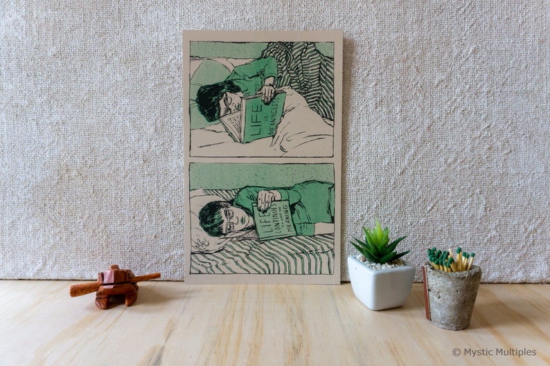 Morose Reads Small Risograph Art Print image 2