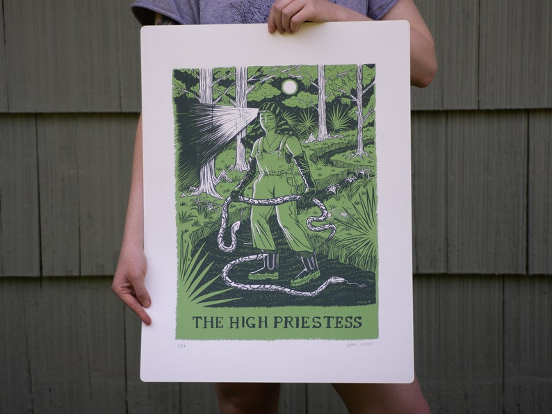 The High Priestess Tarot inspired limited edition screenprint image 1