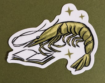 Well Read Shrimp - Art Sticker for Readers