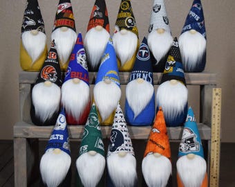 NFL FOOTBALL GNOMES fat bodies and fluffy beards! Close to a foot tall! Custom Football Fan decor, Sports Gnome, Handmade, All 32 teams