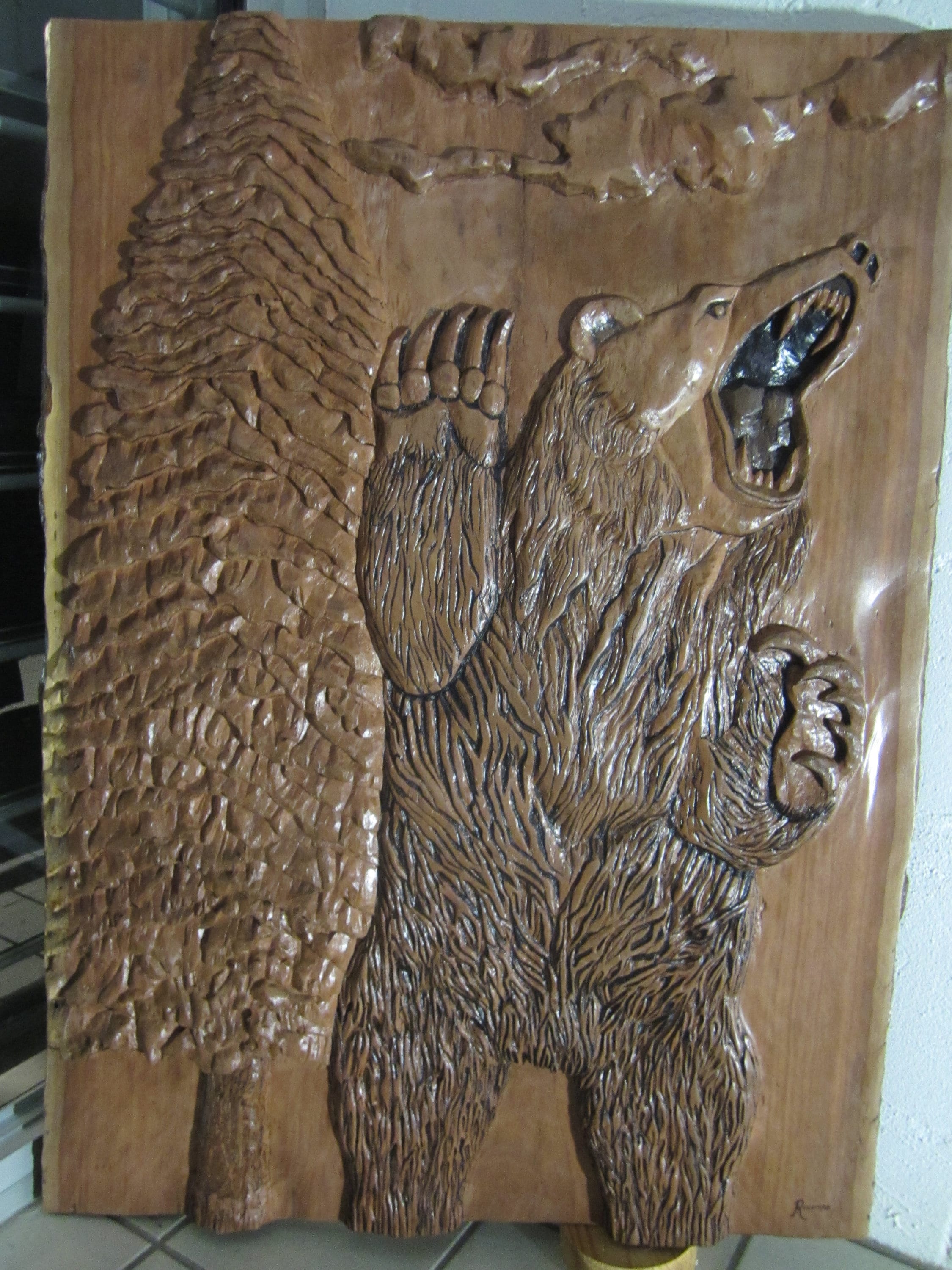 Bear wood carving wall décor wall hanging new ready to Etsy