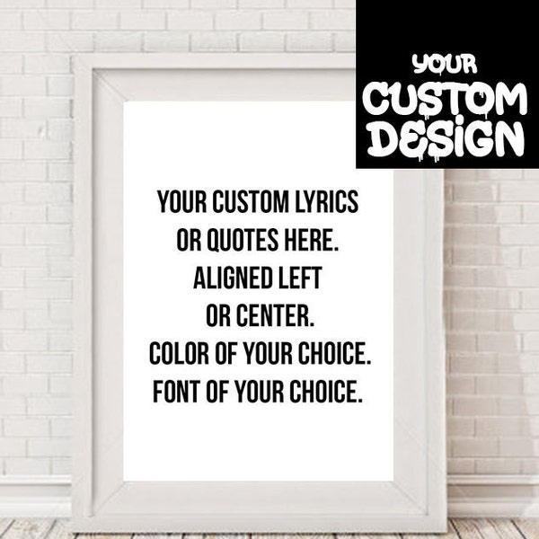 A4 Custom Typography Lyric o Poster di citare, stampabile, decori, regalo