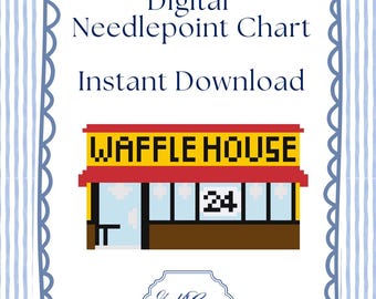 Patrón de bordado para exterior de restaurante 24 horas (PDF) / Gráfico de puntadas para restaurante sureño / Diseño de bordado de descarga instantánea / Malla 13