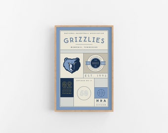 Memphis Grizzlies Stats Print | Wall Art | Vintage Poster | Grizzlies Basketball