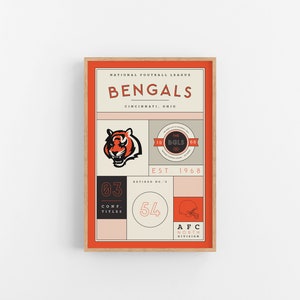 Cincinnati Bengals Stats Print | Wall Art | Vintage Poster | Bengals Football