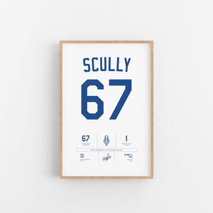 Vin Scully Stats Print Wall Art Vintage Poster Dodgers Baseball image 1