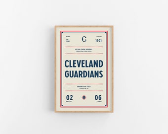 Cleveland Guardians Ticket Print | Wall Art | Vintage Poster | Guardians Baseball