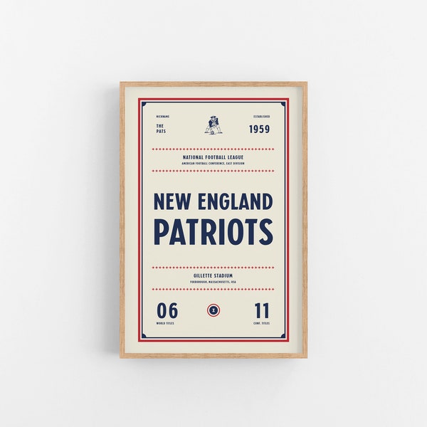 New England Patriots Ticket Print | Wall Art | Vintage Poster | Patriots Football