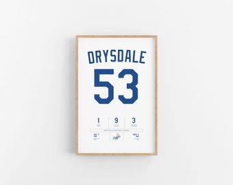 Don Drysdale Stats Print | Wall Art | Vintage Poster | Dodgers Baseball