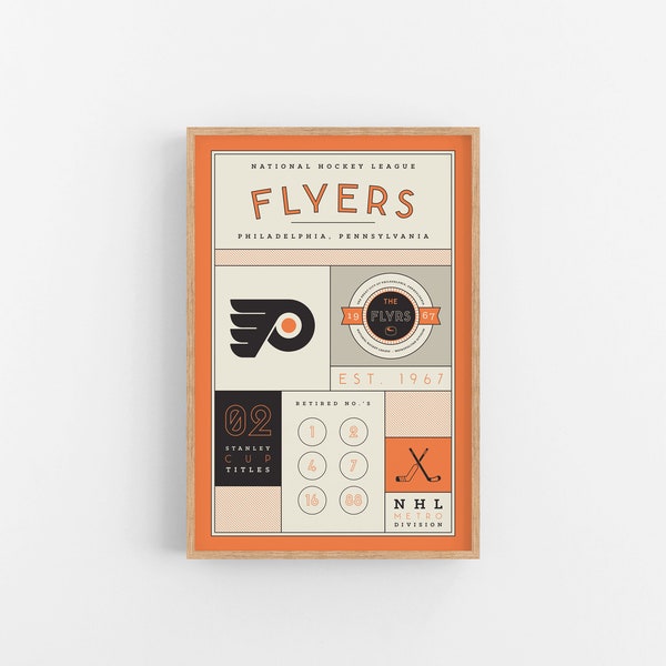 Philadelphia Flyers Stats Print | Wall Art | Vintage Poster | Flyers Hockey