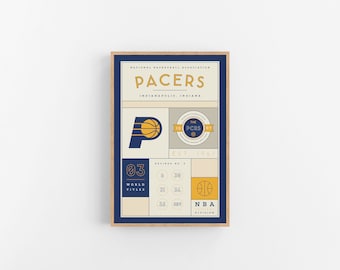 Indiana Pacers Stats Print | Wall Art | Vintage Poster | Pacers Basketball