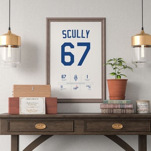 Vin Scully Stats Print Wall Art Vintage Poster Dodgers Baseball image 2