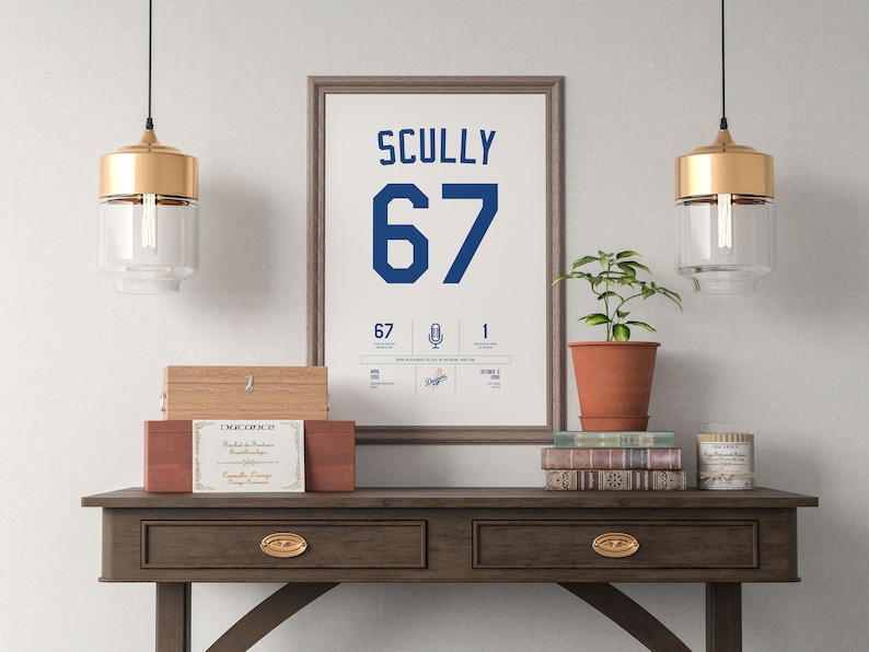 Vin Scully Stats Print Wall Art Vintage Poster Dodgers Baseball image 2