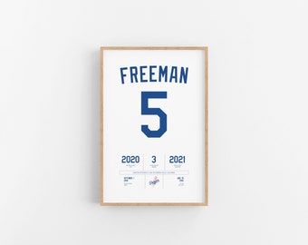 Freddie Freeman Stats Print | Wall Art | Vintage Poster | Dodgers Baseball