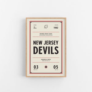 New Jersey Devils Ticket Print | Wall Art | Vintage Poster | Devils Hockey