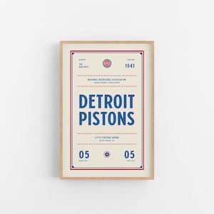 Detroit Pistons Ticket Print | Wall Art | Vintage Poster | Pistons Basketball