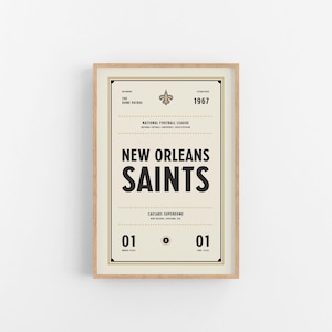New Orleans Saints Ticket Print | Wall Art | Vintage Poster | Saints Football