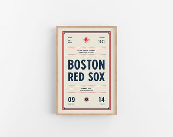 Boston Red Sox Ticket Print | Wall Art | Vintage Poster | Red Sox Baseball