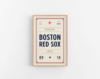 Boston Red Sox Ticket Print | Wall Art | Vintage Poster | Red Sox Baseball