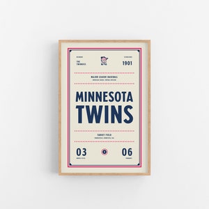 Minnesota Twins Ticket Druck | Wandkunst | Vintage Poster | Zwillinge Baseball